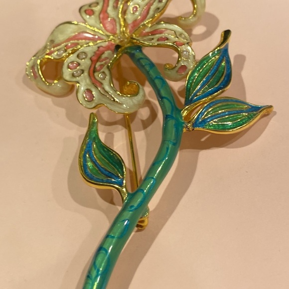 Bob Mackie Tiger Lily Brooch. Lots of Beautiful Enameling. - Picture 8 of 8